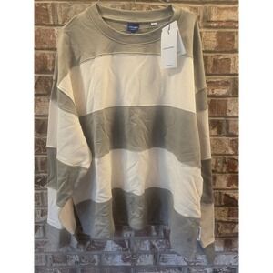 Jack & Jones Originals Cream Combo Striped Oversized Sweatshirt XL